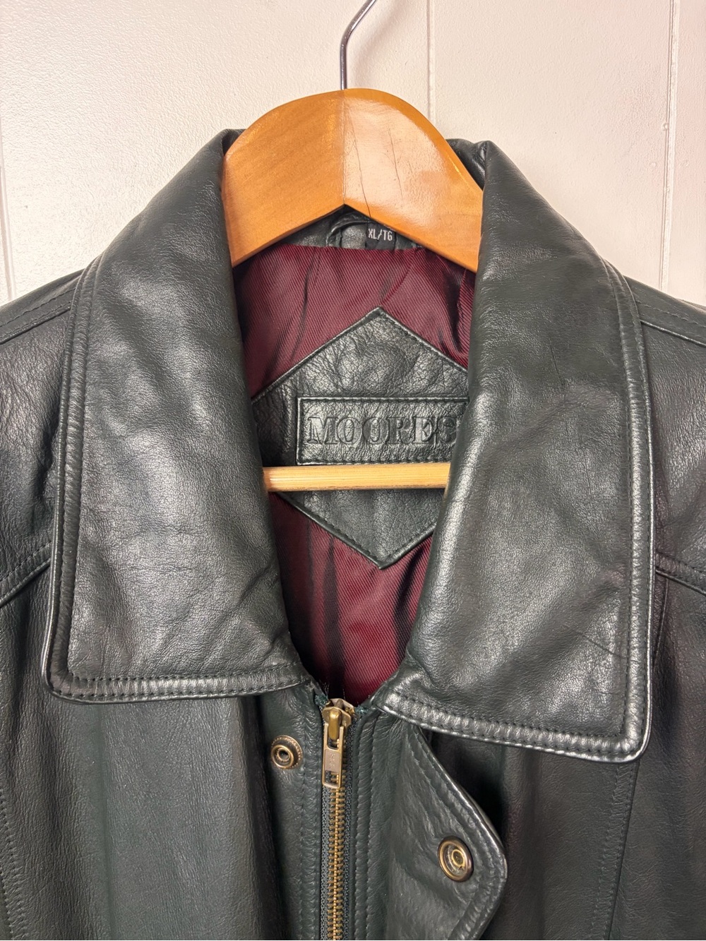 Vintage Black Leather fall Winter Jacket Coat Mens size XL 1990s grunge slouchy - Picture 6 of 16
